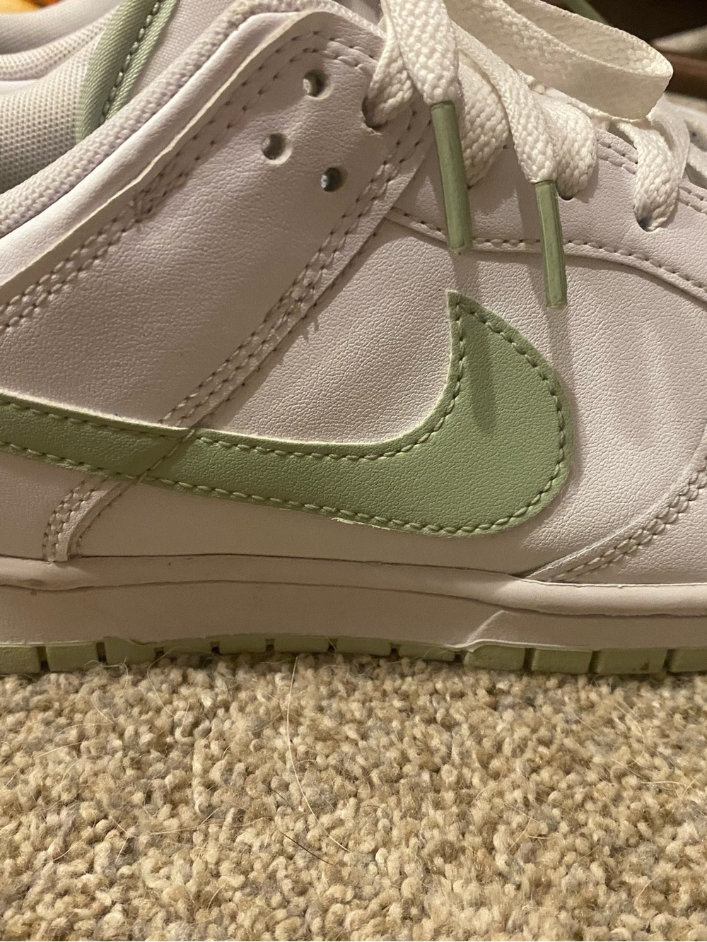 Nike Dunk Men’s White Low-Top Sneakers with Honeydew Logo and Accents - Picture 6 of 13